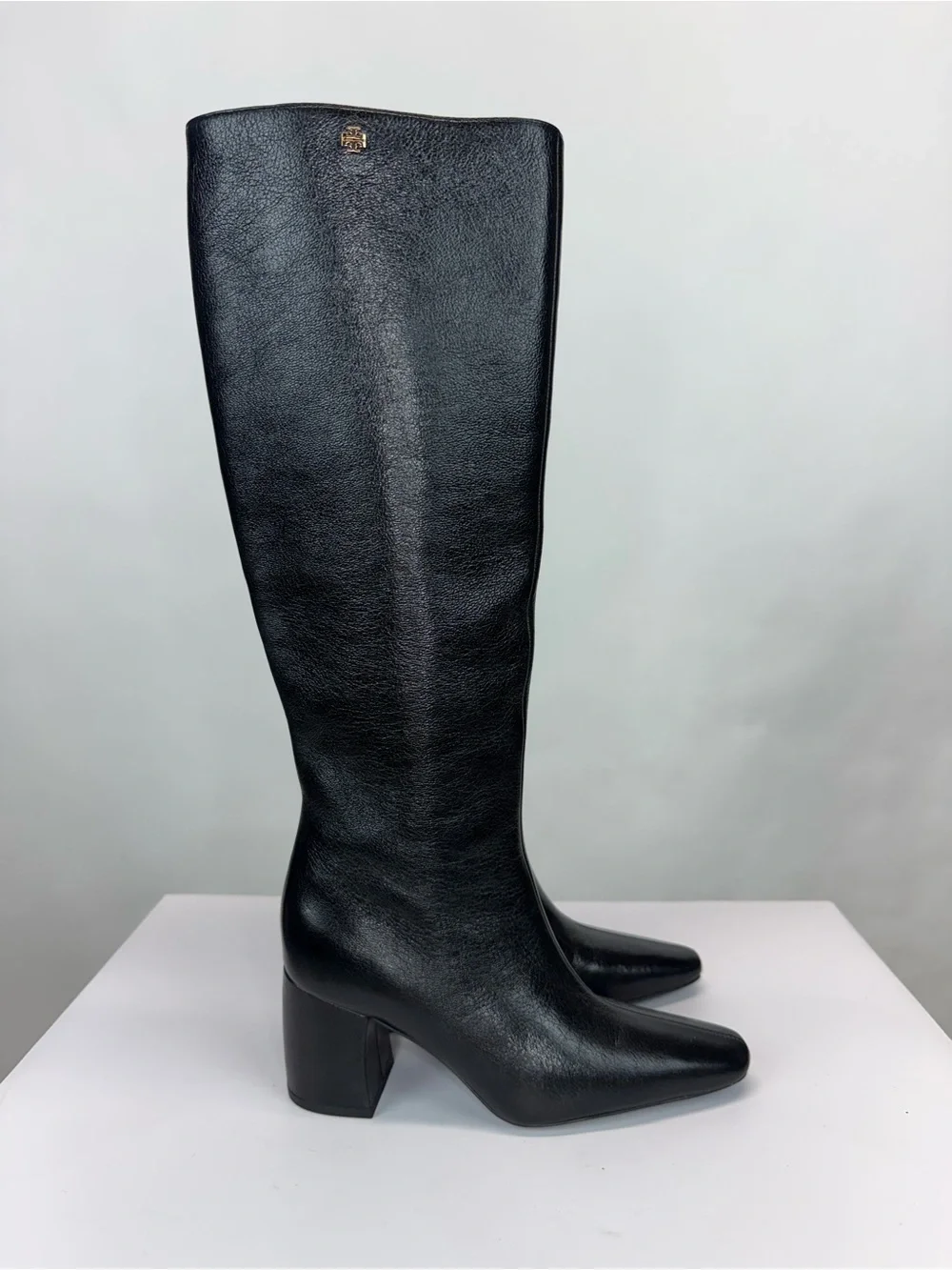 New Tory Burch Banana Leather Knee High Boot Black Leather Sz 5